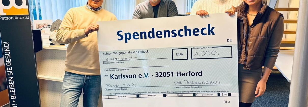 1.000 Euro vom pd Personaldienst Bünde