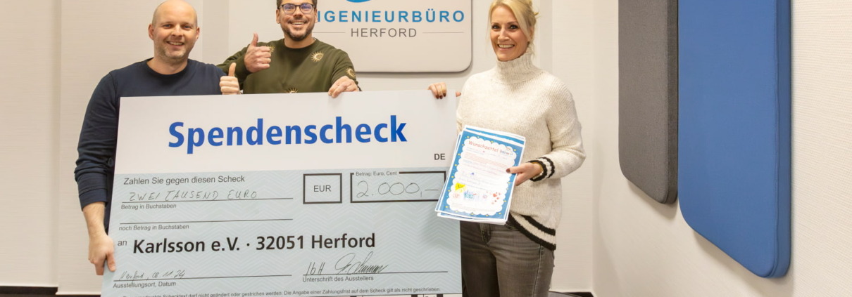 Spende von 2.000 Euro vom Ingenieurbüro Schepper